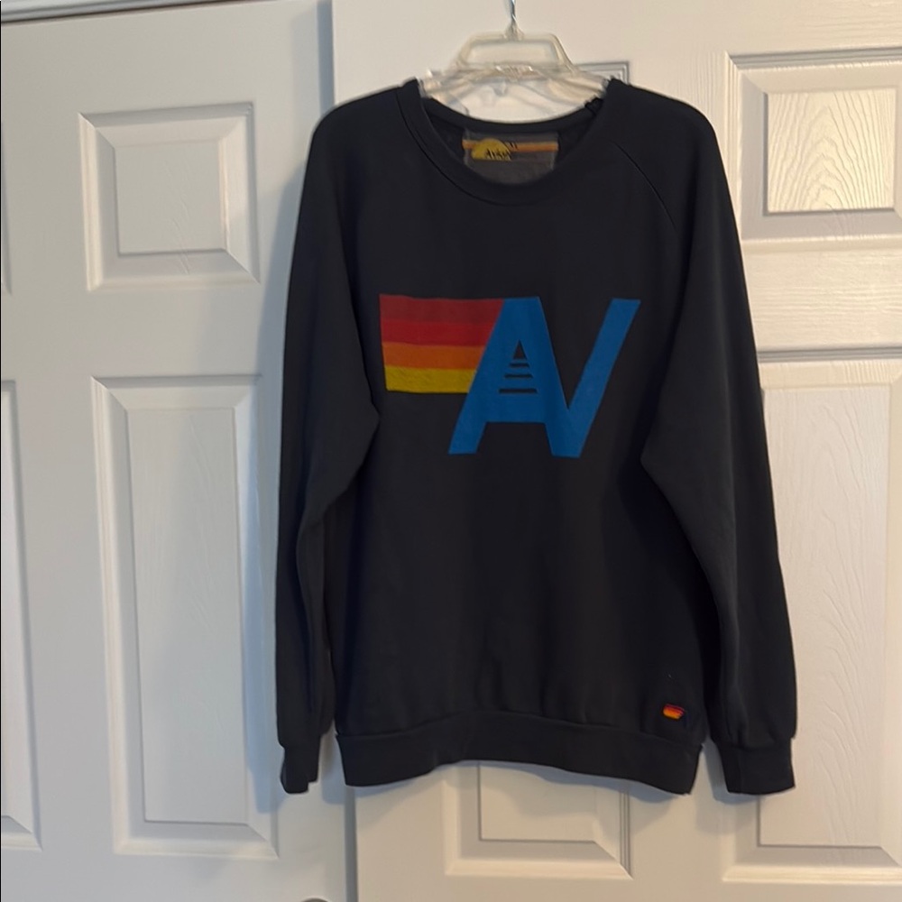 Aviator Nation Black and Red Sweatshirt with Retro Graphic